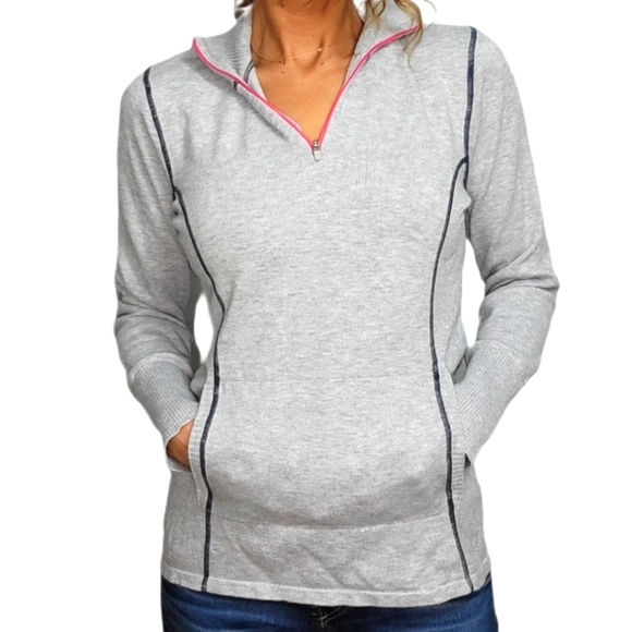 Eddie Bauer Quarter Zip Sweater Size Medium Grey - Picture 1 of 6